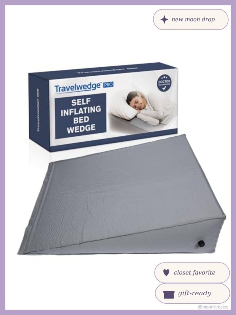 Self-Inflating Bed Wedge Pillow Memory Foam Travel 22 Inch